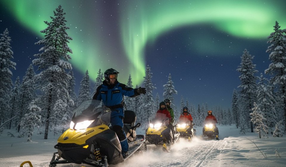 Día Ártico: Observación de Auroras Boreales y Excursión en Moto de Nieve | Noche